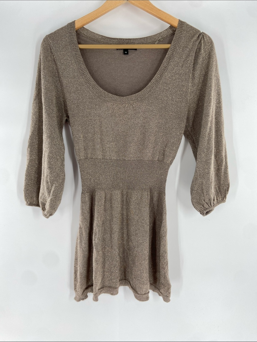 BCBGMaxazria Tan 3/4 Sleeve Mini Dress Size M Gently Used
